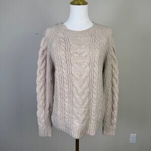 Rachel Zoe Cable Knit Faux Fur Pom Sweater Hat Set US Women's M